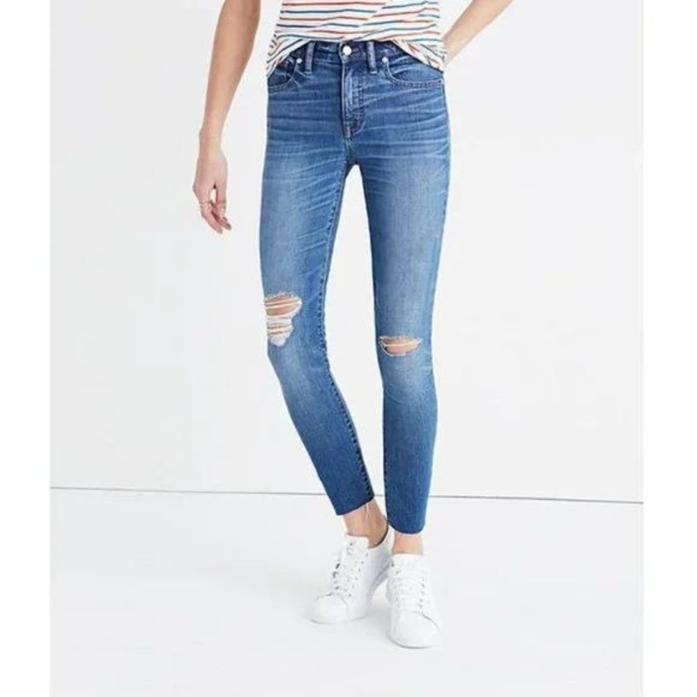 NEW Madewell 9" High Riser Skinny Skinny Crop Distressed Jeans Bruce Wash 29